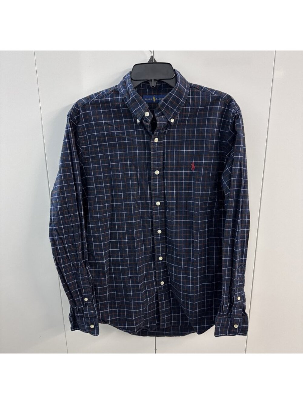 Ralph Lauren Plaid 100% Cotton Button Up‎ Blue/Red Mens M